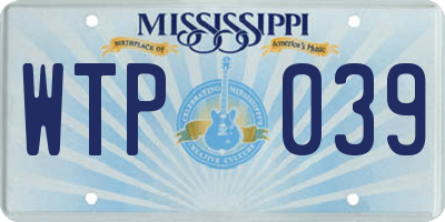 MS license plate WTP039