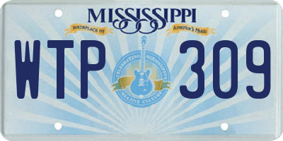 MS license plate WTP309