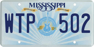 MS license plate WTP502