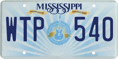 MS license plate WTP540