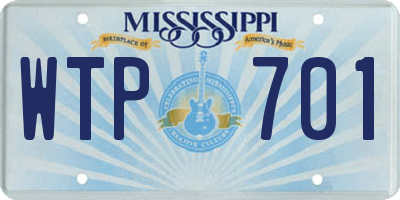 MS license plate WTP701