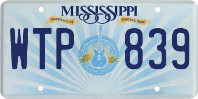 MS license plate WTP839