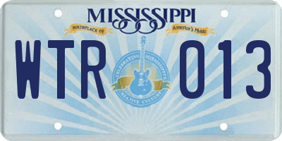 MS license plate WTR013