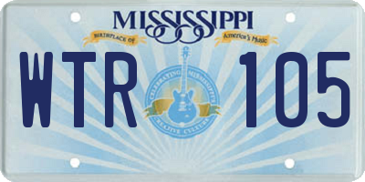MS license plate WTR105