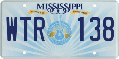 MS license plate WTR138