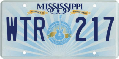 MS license plate WTR217