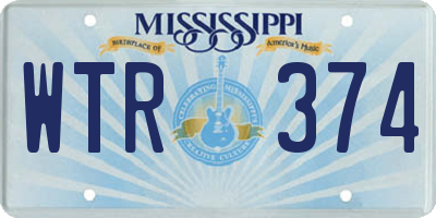 MS license plate WTR374