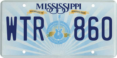 MS license plate WTR860