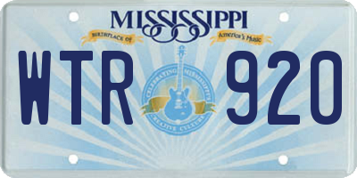 MS license plate WTR920