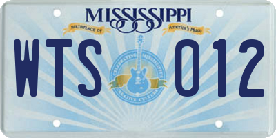 MS license plate WTS012