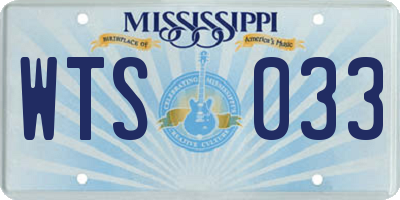 MS license plate WTS033
