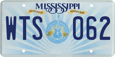 MS license plate WTS062