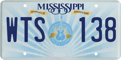 MS license plate WTS138