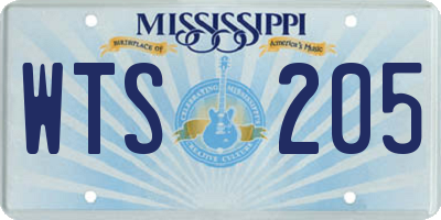 MS license plate WTS205