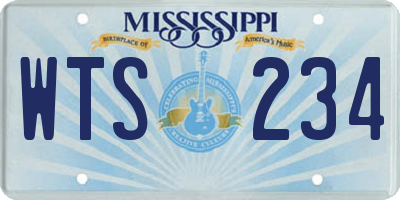 MS license plate WTS234
