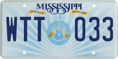 MS license plate WTT033