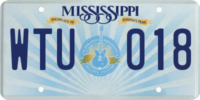 MS license plate WTU018