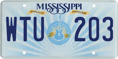 MS license plate WTU203