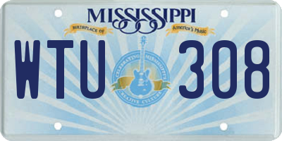 MS license plate WTU308