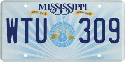 MS license plate WTU309