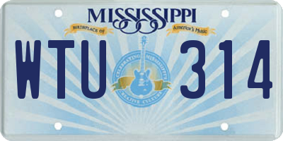 MS license plate WTU314