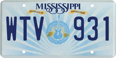 MS license plate WTV931