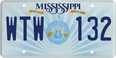 MS license plate WTW132