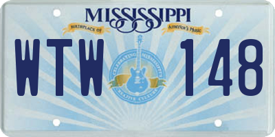 MS license plate WTW148