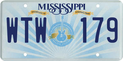 MS license plate WTW179