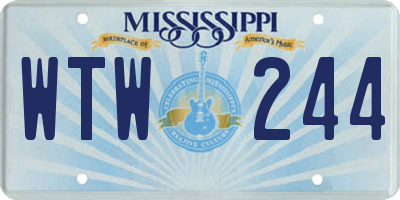 MS license plate WTW244