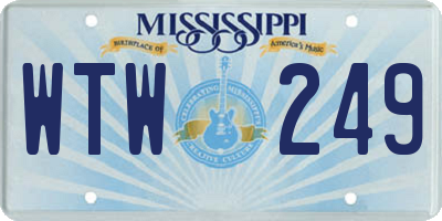 MS license plate WTW249
