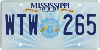 MS license plate WTW265