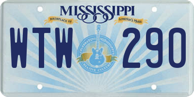 MS license plate WTW290