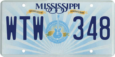 MS license plate WTW348