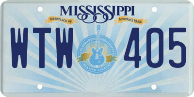 MS license plate WTW405