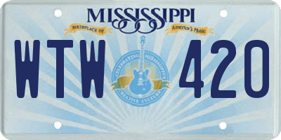 MS license plate WTW420