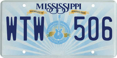MS license plate WTW506