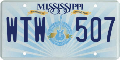 MS license plate WTW507