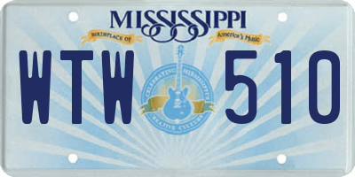 MS license plate WTW510