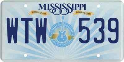 MS license plate WTW539