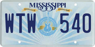 MS license plate WTW540