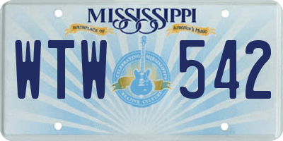 MS license plate WTW542