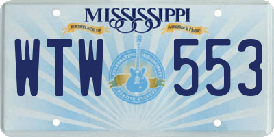MS license plate WTW553