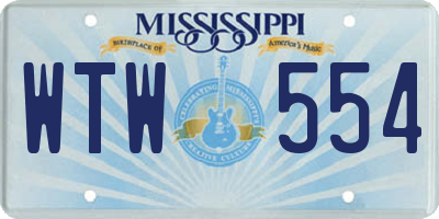 MS license plate WTW554