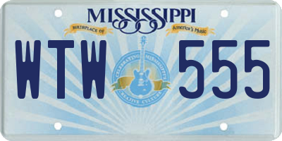 MS license plate WTW555