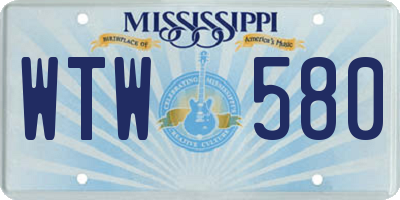 MS license plate WTW580
