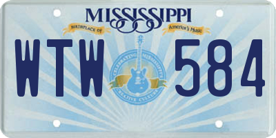 MS license plate WTW584