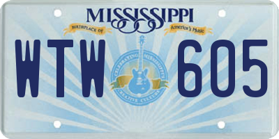 MS license plate WTW605