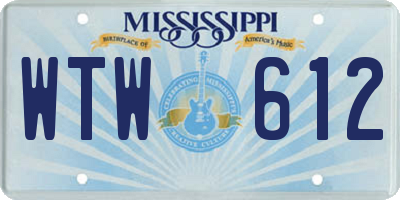 MS license plate WTW612