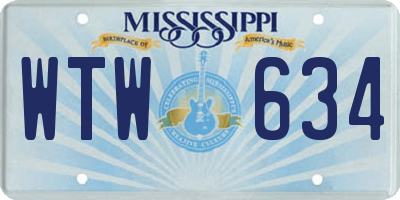 MS license plate WTW634